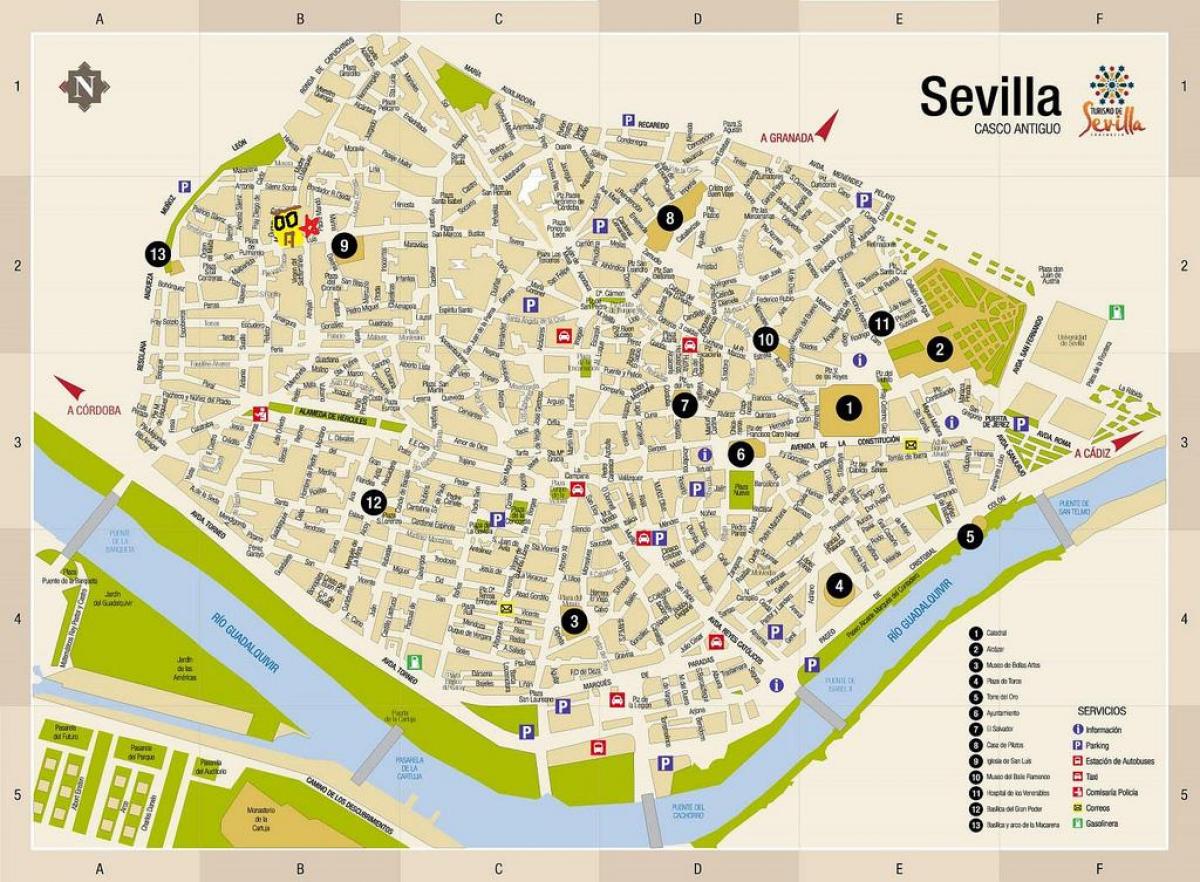 térkép plaza de armas Sevilla 