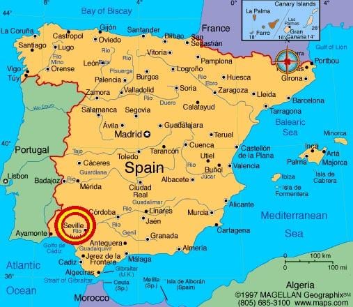 Sevilla espana térkép