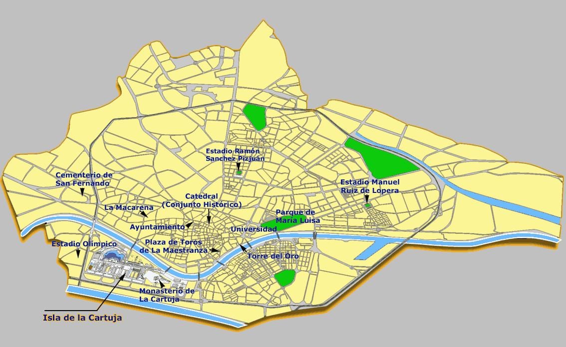 Sevilla, spanyolország látnivalók térkép