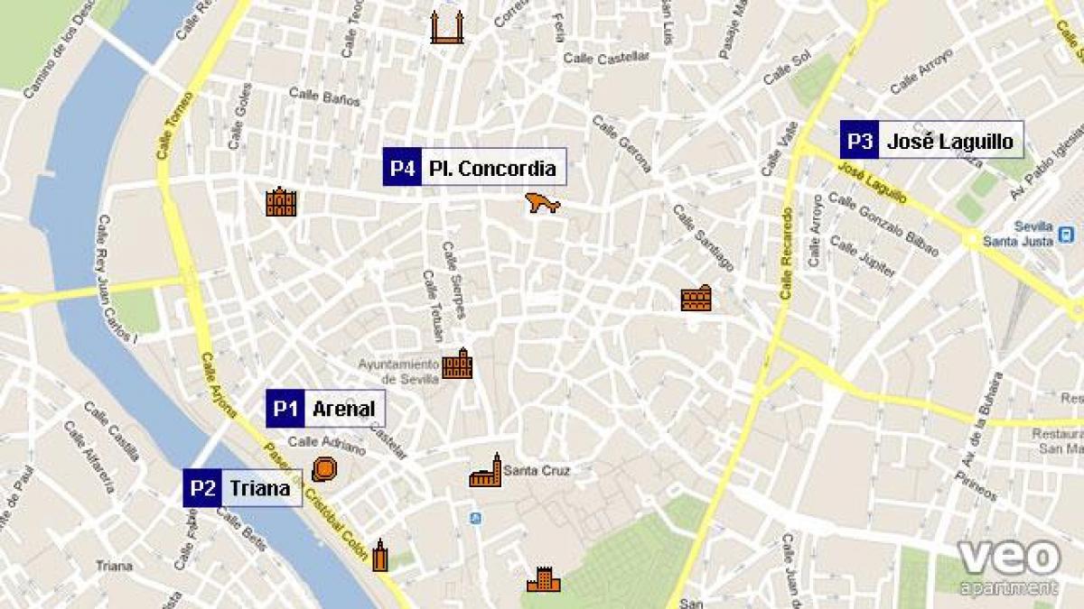 térkép Sevilla parkoló