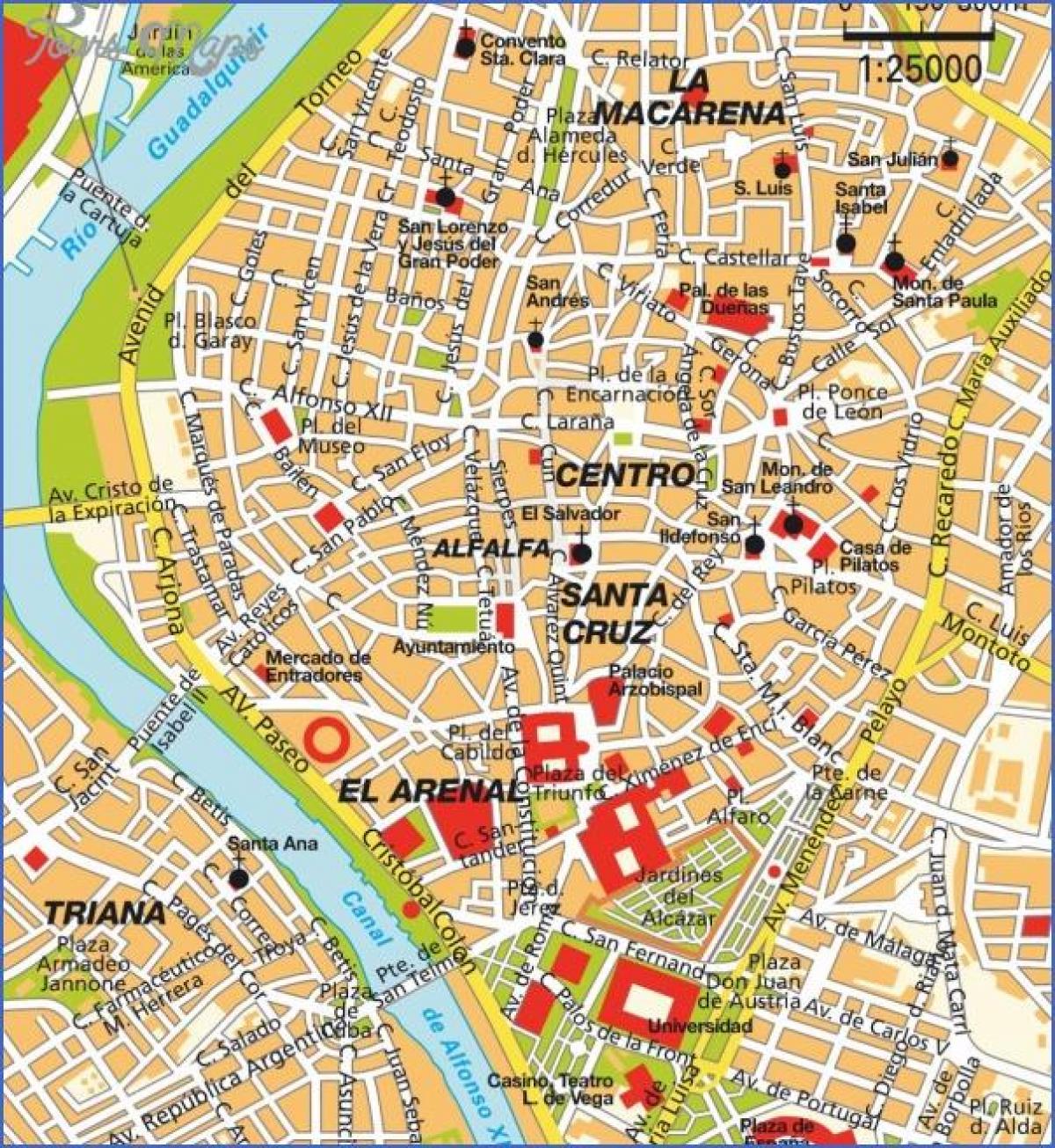 Sevilla látnivalók térkép