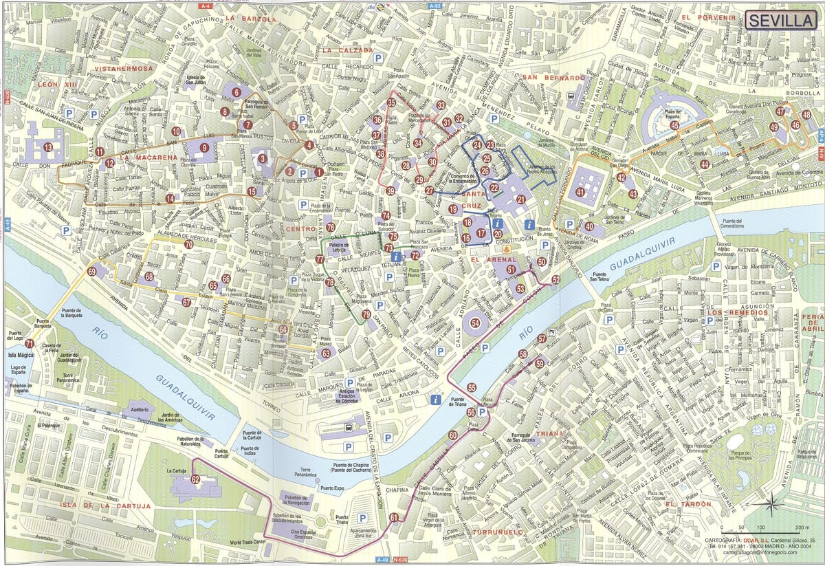 street map Sevilla, spanyolország