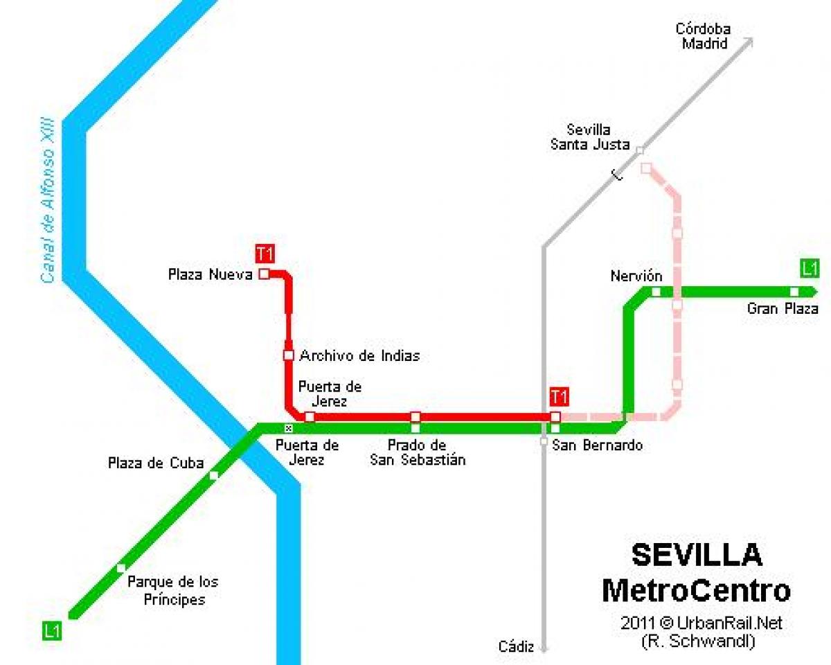 térkép Sevilla villamos