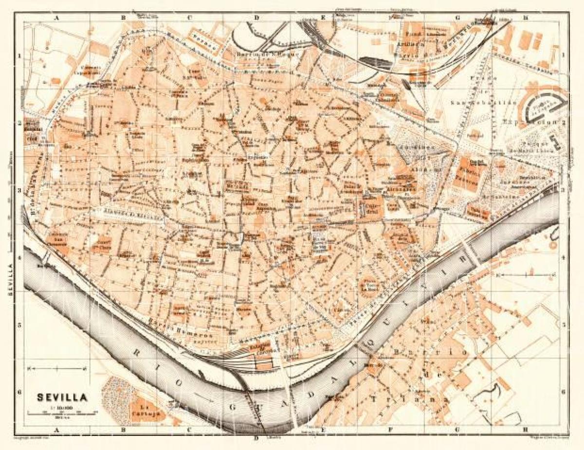 térkép a régi városban Sevilla, spanyolország