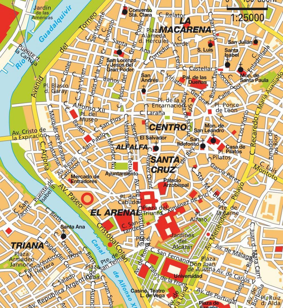 térkép Sevilla, spanyolország város központ