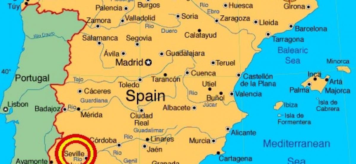 térkép spanyolország mutatja Sevilla