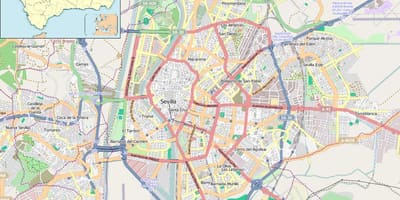 Térkép Sevilla, spanyolország városrészek